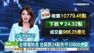 台積電除息 台股跌24點失守10800大關 | 華視新聞 20190624