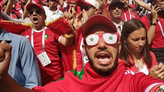 المغاربة يزلزلون الملعب عند عزف النشيد الوطني في مباراة البرتغال. مباشرة من الملعب