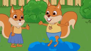 Famille d'Écureuil - S'amuser Dans Une Flaque D'eau Vidéos Animé 2021 en Français 13+