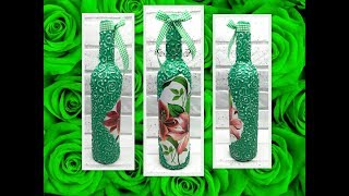 АЖУРНЫЙ ДЕКОР БУТЫЛКИ ВИНА?Интересное оформление стеклянной бутылки?Подарок на 8 МАРТА своими руками