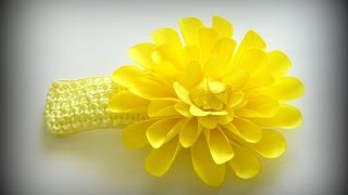 Простой цветок из лент своими руками Повязка на голову