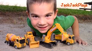 Construction Vehicles toys for kids: Toy UNBOXING - MB Excavator Dump Truck Cement Mixer Loader