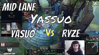 YASSUO Yasuo vs Ryze Mid Stream Gameplay Season 8