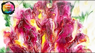 Flor con Tecnica de Beso o Espejo en Arte Acrilico Fluido No Silicona (191)