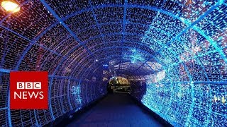 Inside Europe's longest light tunnel - BBC News