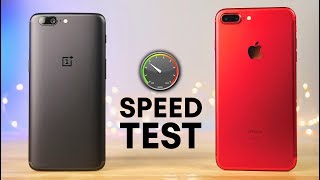 OnePlus 5 vs iPhone 7 Plus Speed Test!