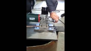 GTB-2100-S  - работа ручного фрезера по металлу