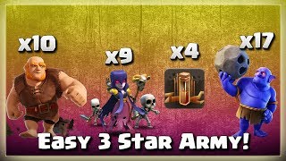 TH11 EASY 3 Star ARMY! = 4 EQ+10 Giant+9 Witch+17 Bowler | TH11 War Strategy #254 | COC 2018 |