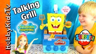 Talking SpongeBob Krabby Patty Grill Toy Review with HobbyKidsTV