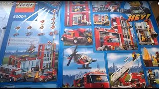 LEGO CITY 60004 лего сити, пожарная часть, обзор пожарной машины, станции и вертолета