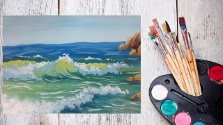 Видео урок Морские волны гуашью! Рисуем с Dari Art!