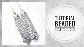 #МК - Длинные серьги с квадратными бусинами | #Tutorial - Long earrings with square beads