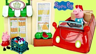 PEPPA PIG Little Red Car Grocery Shop Playset & Friend's Birthday Party