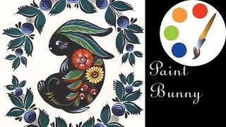 Paint Bunny, роспись зайки городецкими цветами, irishkalia