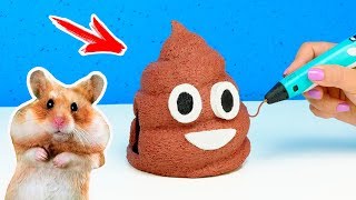 РИСУЮ EMOJI КАКАШКУ ТУАЛЕТ ДЛЯ ХОМЯКА ? 3D РУЧКОЙ | ДОМ ДЛЯ ХОМЯКА DIY