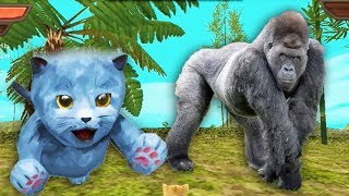 Встретили Гориллу и ТИГРА в симуляторе маленького котенка. Мультик игра для детей