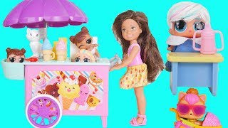 LOL Surprise Dolls Under Wraps Eat Thrilla Barbie Ice Cream Carts Nesting