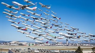 Los Angeles International Airport. Взлёты и посадки самолётов.