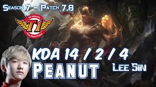 SKT T1 Peanut LEE SIN vs ELISE Jungle - Patch 7.8 KR Ranked