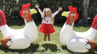 Diana plays Old Mcdonald Had a Farm game with a Funny Chickens