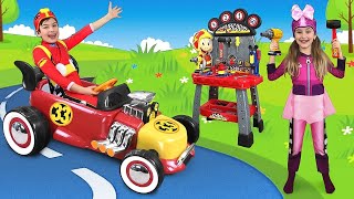 Max and Sasha Ride on Mickey Mouse Toy Car & make new Toys