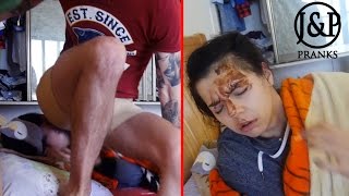 ПРАНК: СЕЛ НА ЛИЦО  КОГДА ОНА СПАЛА