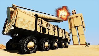Huge Ragdoll Crashes With Lego War Rocket Launchers Guns | Brick Rigs