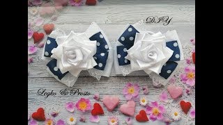 Красивые школьные бантики из лент МК Канзаши / Beautiful school bows / A bela escola laços