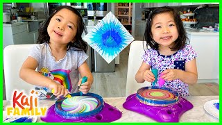 Spin Art Maker Toy Paint Challenge for Kids with Emma and Kate!!!
