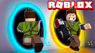 CRIEI PORTAIS NOS DESAFIOS DO ROBLOX!! (Portal Gun)