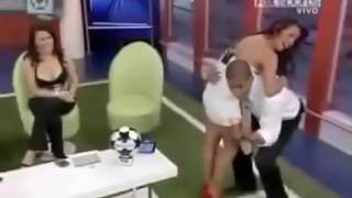 Extremely Hot Girl with Nice Boobs on a live TV Show