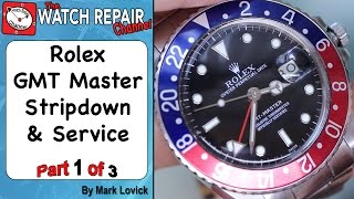 Part 1 of 3. Rolex 3075 GMT Master full strip down service - Watch Repair Tutorial
