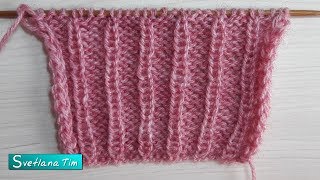 Узор резинка 1х3. Вязание спицами. Мастер класс для начинающих # 571