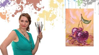 Рисуем вишни-черешни акрилом или гуашью