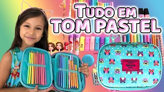 ORGANIZANDO MEU ESTOJO COM MATERIAL ESCOLAR EM TOM PASTEL