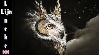 Easy OWL drawing with Panpastel on Black paper
