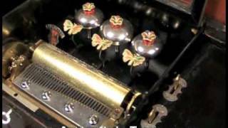 Caja de Música de 10 Melodías, con Mariposas Autómatas, 1880-1900