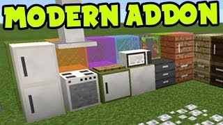 MCPE ADDON! MODERN Furniture Decorations + ADDON and BEHAVIOR PACK - Minecraft PE (Pocket Edition)