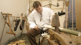 Historic medieval market Crossbow build - Werkstatt Mittelaltermarkt Schnitzbank