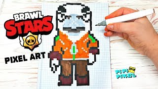БЕЛЫЙ ВОРОН КРОУ  из ИГРЫ BRAWL STARS РИСУНКИ ПО КЛЕТОЧКАМ - PIXEL ART