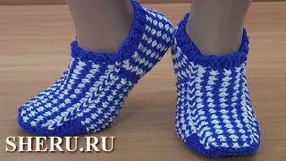 Cледки без швов на двух спицах ложным жаккардовым узором - Урок 287