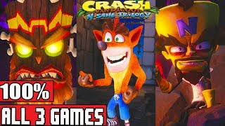 Crash Bandicoot N. Sane Trilogy FULL Gameplay Walkthrough Trilogy 100% (Crash Bandicoot 1-3 PS4)