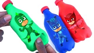 DIY How To Make Play Doh PJ Mask Bottles Mighty Toys Modelling Clay Learn Colors