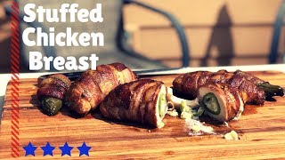 Jalapeno Popper Stuffed Chicken Breast | Bacon wrapped Smoked chicken