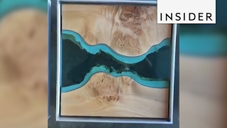 A furniture maker designs tables that look like rivers