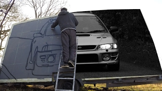 Subaru Impreza realistic Graffiti art painting (my car)