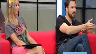 Hazal Kazancı sitting with crossed legs