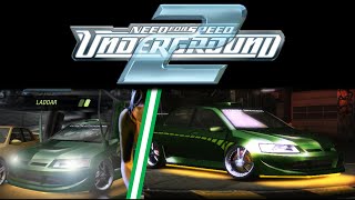 NFS Underground 2: Green Mitsubishi Lancer Evolution VIII from loadig screen