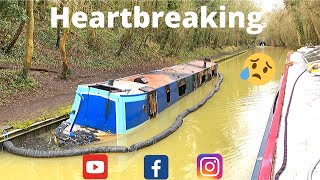 Narrowboat Sunk Due To Fire on The Grand Union Canal Near Braunston Tunnel