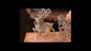 Как сделать сани и олени из бумаги.How to make a sledge and deer from a paper